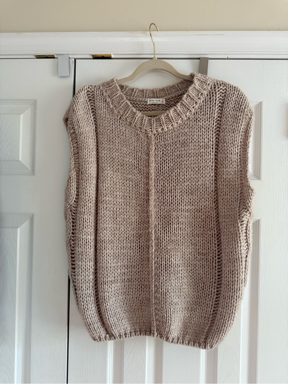 Cozy Sleeveless Knit Vest in Beige